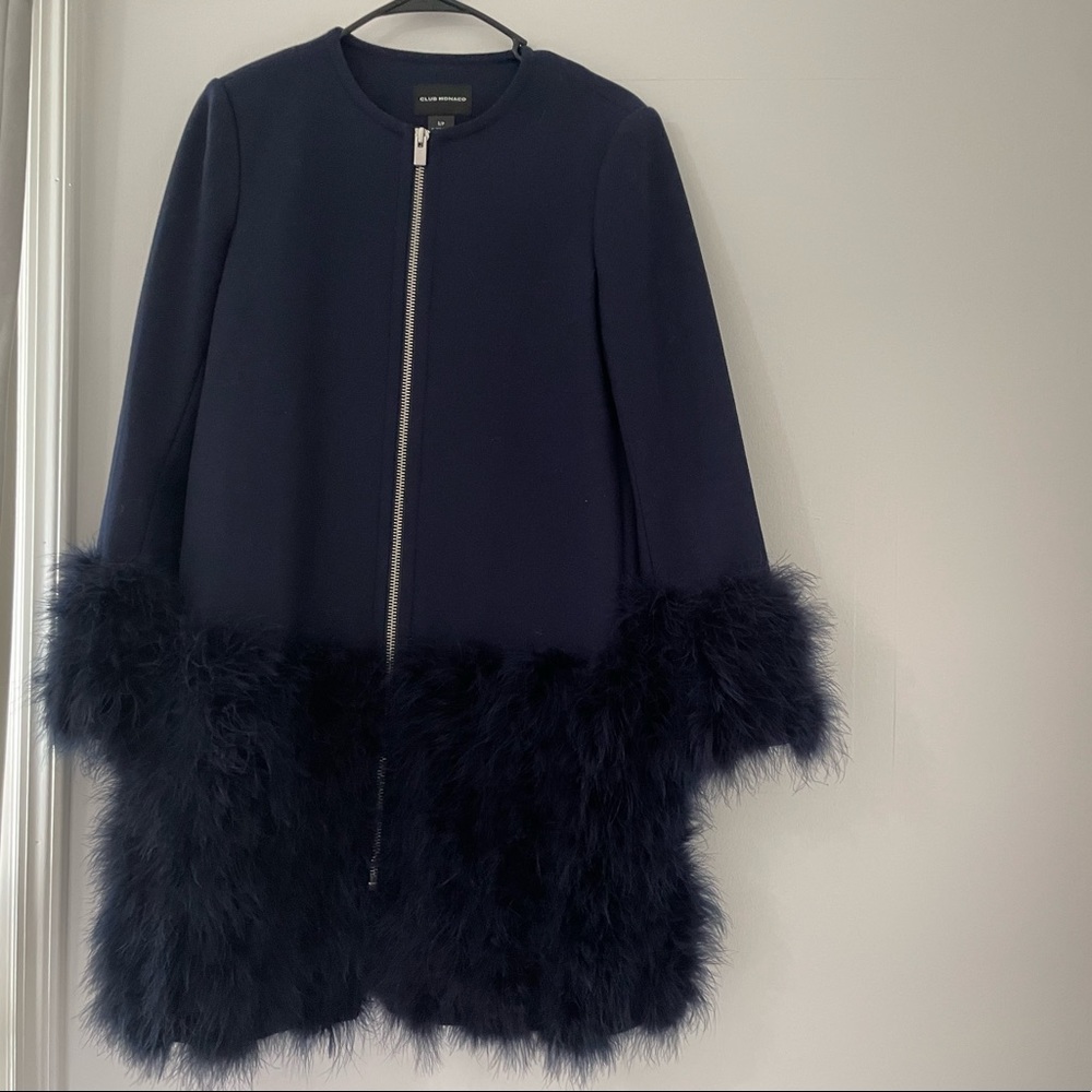 Club Monaco Wool and Feather Trim coat - Picture 4 of 10